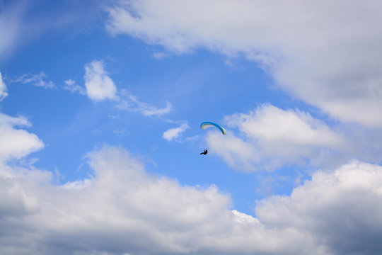 View of a paraglider in the sky