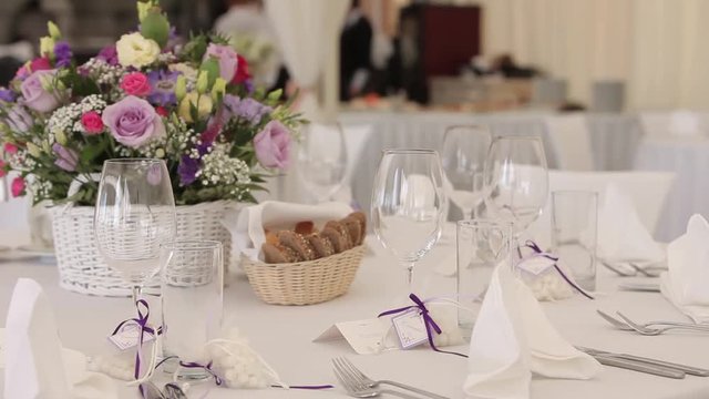 Beautiful banquet hall decorations for the bride Bijouterie, ribbons, satin decorations and jewelry