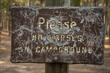 Old Sign, Please No Horses in Campground