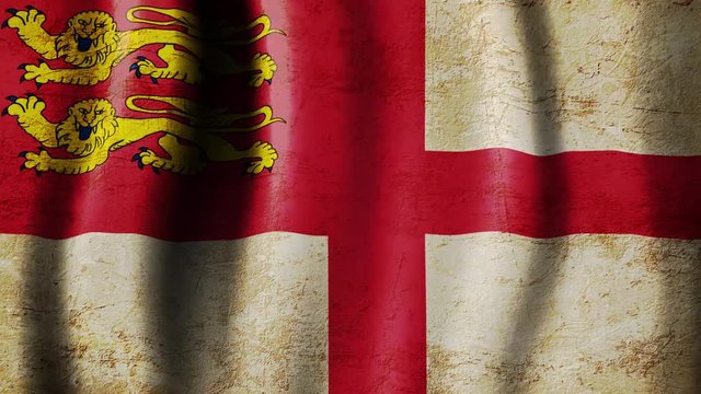 Sark channel island vintage flag waving in the wind