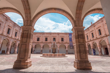 Fototapeta na wymiar Beautiful colonial building of Morelia in Michoacan, Mexico