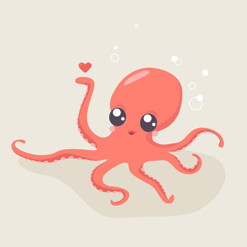 Funny fabulous octopus. Cartoon print for kids.