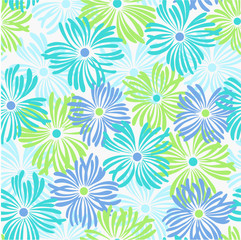 さわやかブルーの花模様