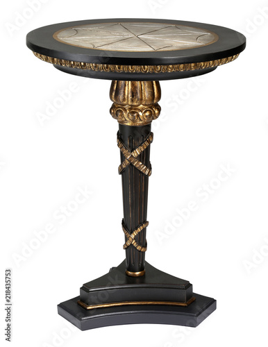 Black And Silver Small Round Table With Clipping Path Stock Photo Black And Silver Small Round Table With Clipping Path