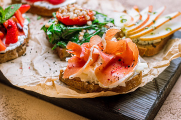 assorted bruschett on the Board