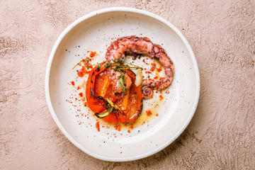 grilled octopus on plate