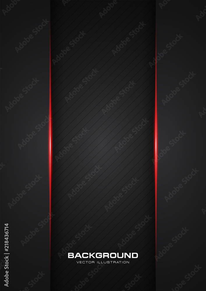 Poster abstract metallic red shiny color black frame layout modern tech design vector template background