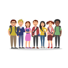 Obraz premium Set of Highschool Student Cartoon Illustration