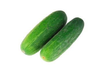 close up on cucumbers isolated on white background