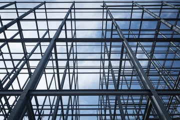 Structure of frame steel on sky background.