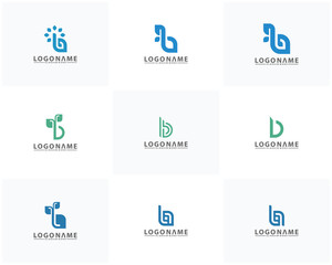 Set if Initial B logo vector, B design template