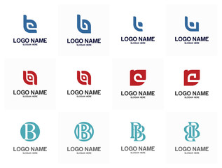 Set if Initial B logo vector, B design template