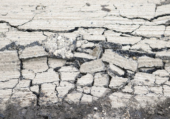 cracked cement road 