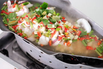 Steam Squid with Spicy Chili and Lemon Sauce