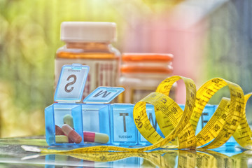 Diet concept; Slimming with pills, dangerous for health