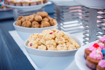 Cookies in bowl on table at party