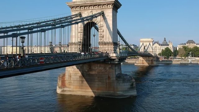 Nice drone footage of Szechenyi Chainbridge and parliament over the danube river