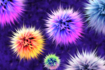Fototapeta premium Colorful abstract background consisting of fur lumps. 3D render. 