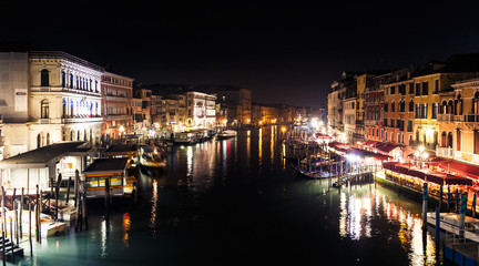 Grand Canal in Venice Italy at night