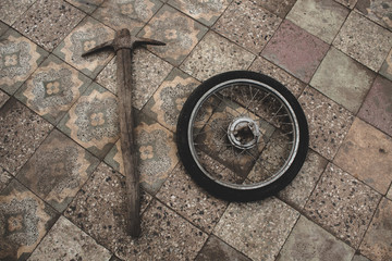 Fototapeta na wymiar Tyre of bike