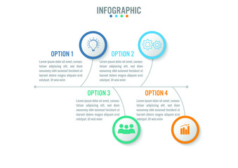 Business infographic template with 4 options circular shape, Abstract elements diagram or processes and business flat icon, Vector business template for presentation.Creative concept for infographic.