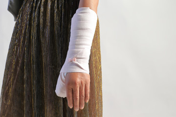 Close-up image of arm splint for treatment of injuries from ankle sprain.