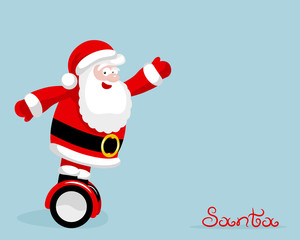 Modern Santa rides on electro board Christmas concept template
