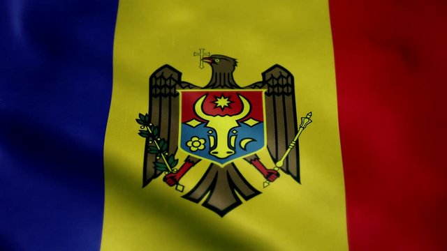Flag of Moldova, slow motion waving. Looping animation. Ideal for sport events, led screen, international competitions, motion graphics etc
