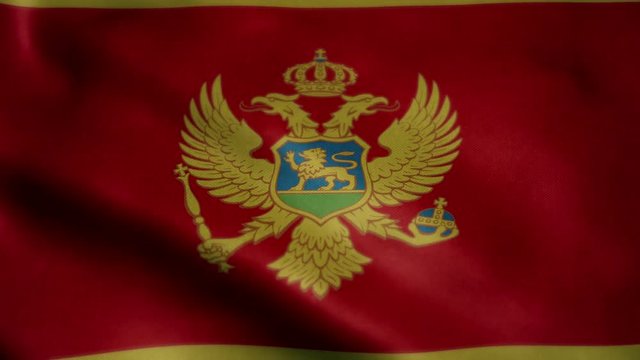 Flag of Montenegro, slow motion waving. Looping animation. Ideal for sport events, led screen, international competitions, motion graphics etc