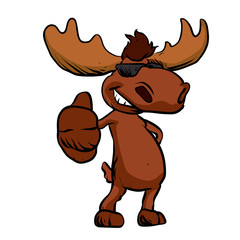 Cute moose cartoon waving.happy cartoon moose 