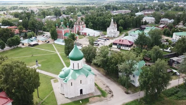 Aerial view of  Spaso-Preobrazhensky cathedral in Pereslavl-Zalessky,  Russia