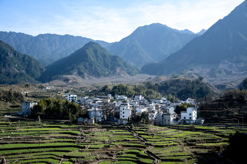 Fototapeta na wymiar Villages and Terrace in the Mountain Area