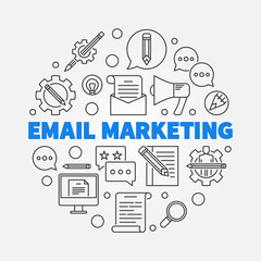 Email Marketing round vector concept line illustration