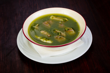 Fith soup with pesto