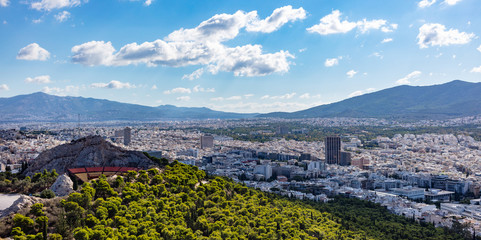 Athens, Greece. Lycabettus hill and open air theatre, Athens aerial view