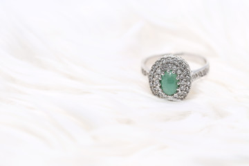 Jade on diamond ring
