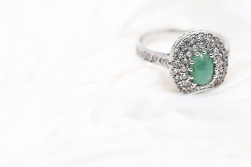 Jade on diamond ring