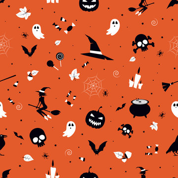 Happy halloween. Seamless pattern for print. Vector illustration