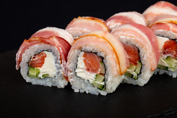 Japanese roll with bacon