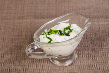 Cream sauce with parsley
