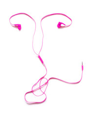 Headphones earphones pink uterus shape on white background. Listen to your body. Cancer which originate in a woman's reproductive system.