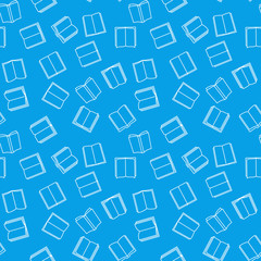 Books seamless outline blue pattern. Vector background