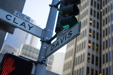 Crossing of Clay and Davis Street in San Francisco