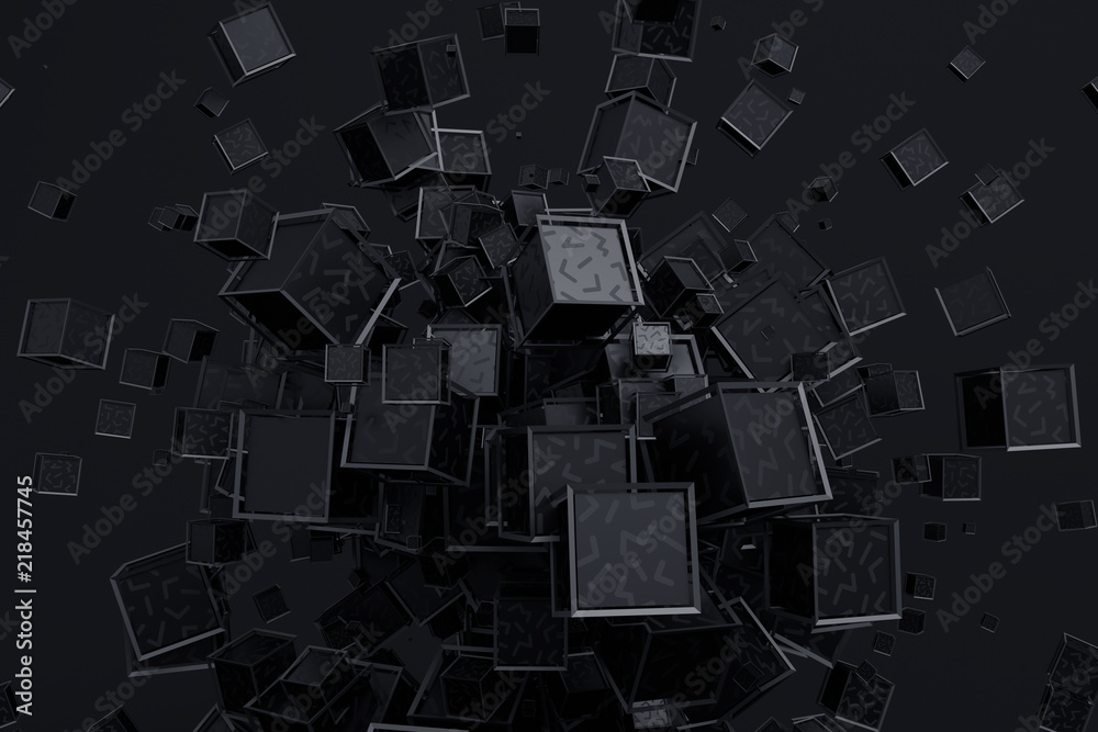 Aufkleber abstract 3d rendering of geometric shapes. composition with cubes. modern background design for post