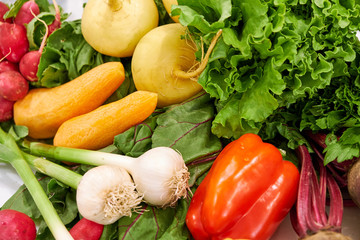healthy foods are on the table in the kitchen.