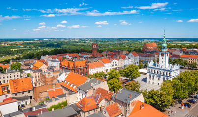 Fototapeta na wymiar Aerial view. Old town in Chelmno, Poland