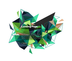 Triangular design abstract background, landing page. Low poly style colorful triangles on white