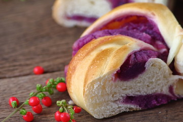 delicious handmade bread food on old wooden