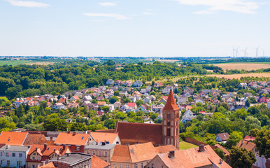 Fototapeta na wymiar Aerial view. Old town in Chelmno, Poland