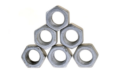 Bolt and nut, isolated on a white background